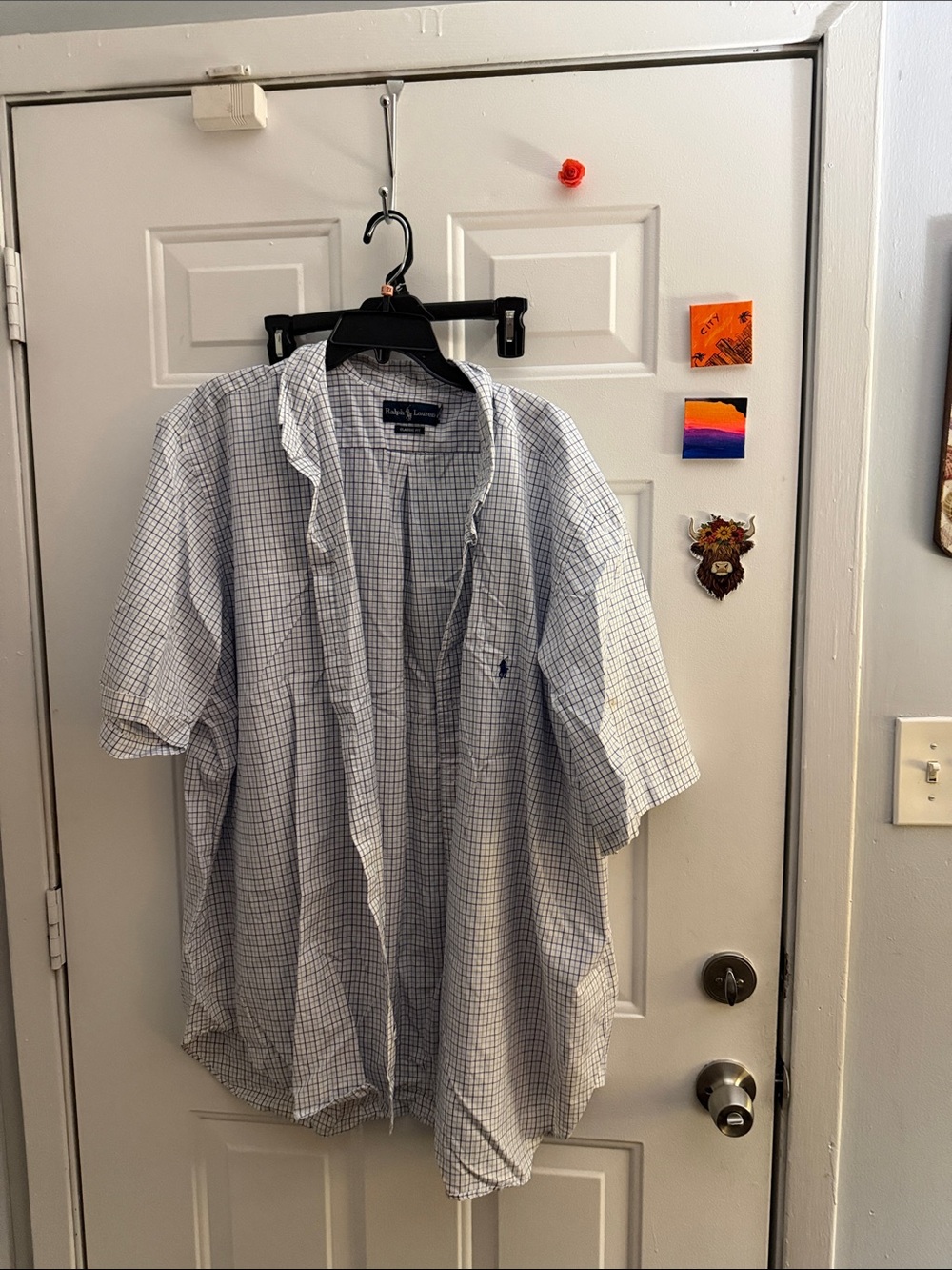 Ralph Lauren Blue & White Checked Short-Sleeve Button-Down Shirt